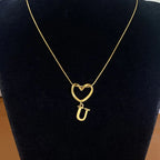 Choker necklace with initial and heart pendant - letter