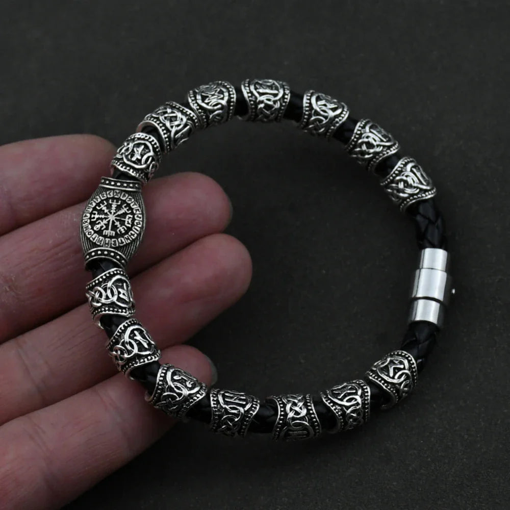 Men's Viking Bracelet with Nordic Runes Silver