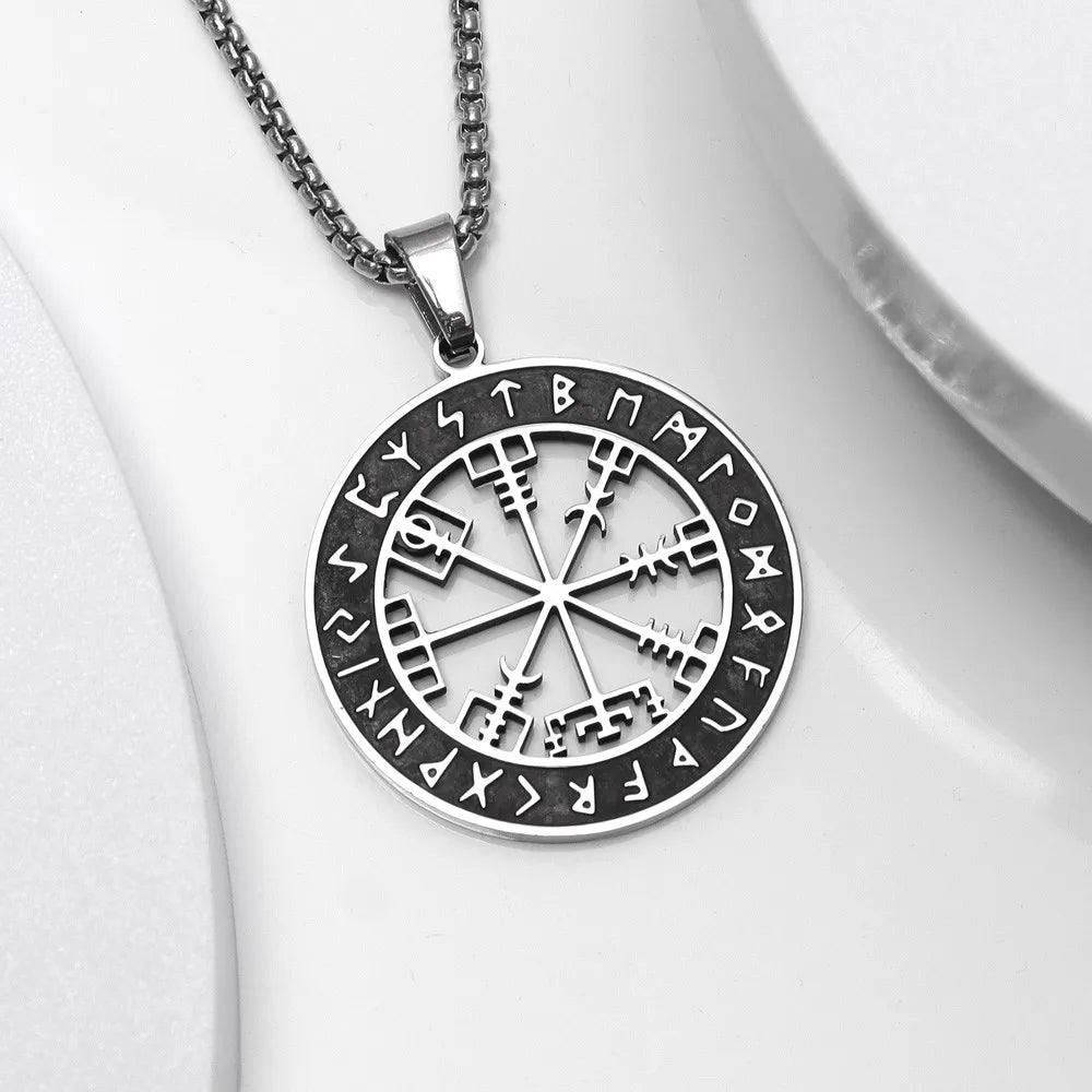 Viking Vegvisir Compass Necklace Pendant
