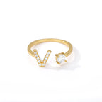 Customized ring with initial v