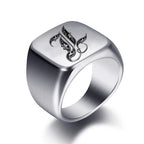 Wide men's ring initial l