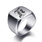 Wide men's ring initial j