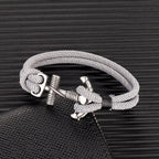 Men's double-anchor bracelet grey