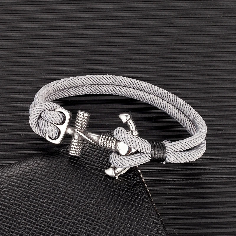 Men's double-anchor bracelet grey