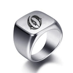 Wide men's ring initial o