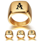 Wide personalized men’s ring with initial