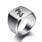 Wide men's ring initial z