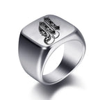 Wide men's ring initial m