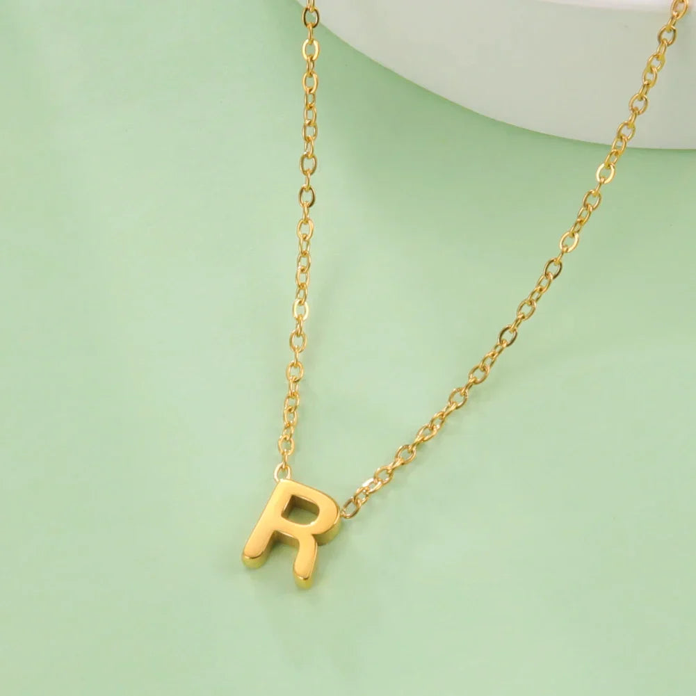 Necklace with initial pendant - letter
