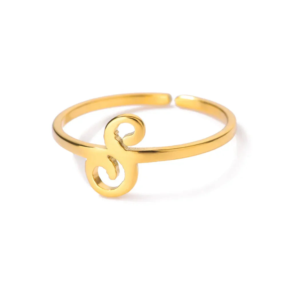 Personalized fine ring with initial S