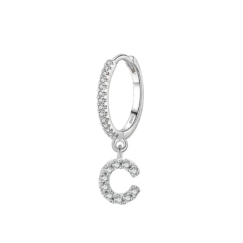 Hoop earrings with initial c