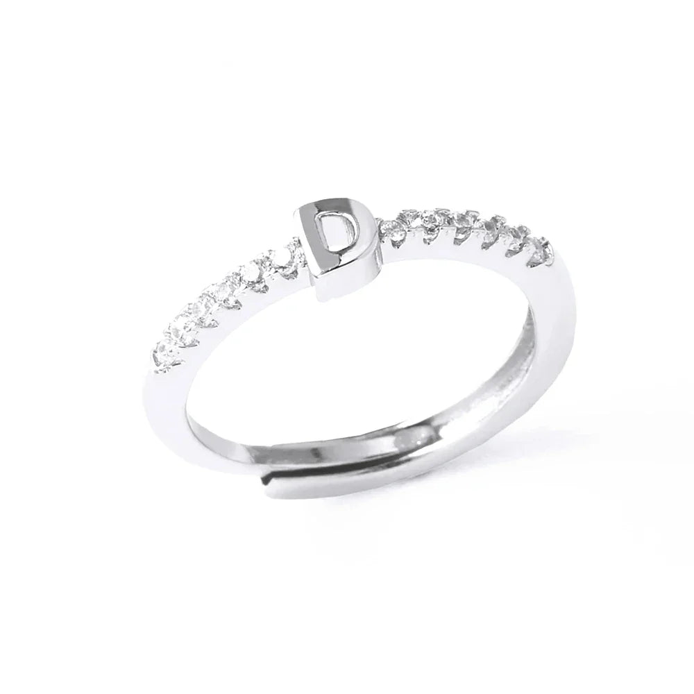 Adjustable women's ring with initial - letter