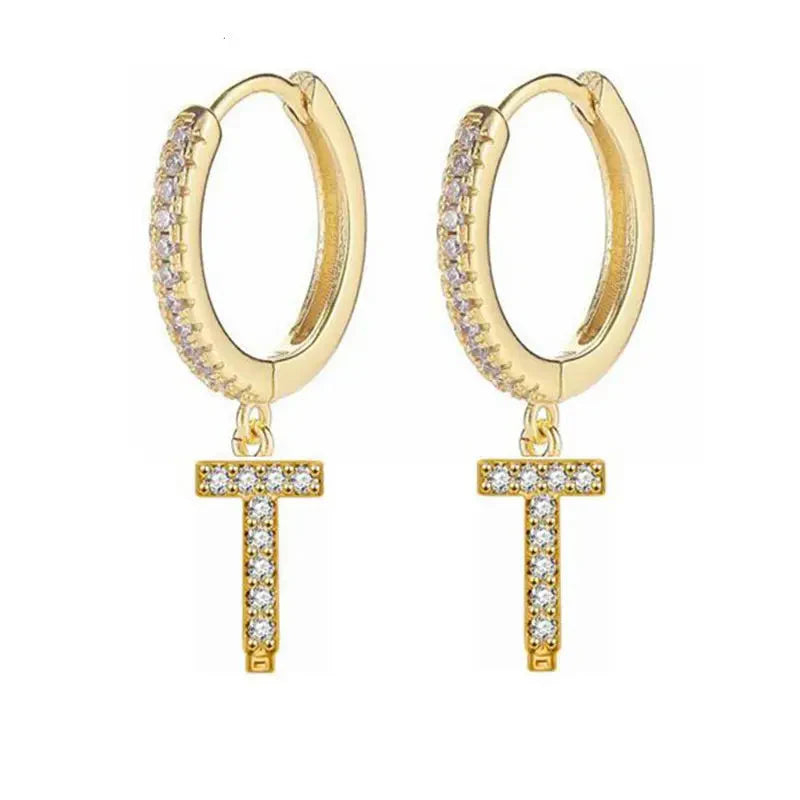 Women's initial hoop earrings t