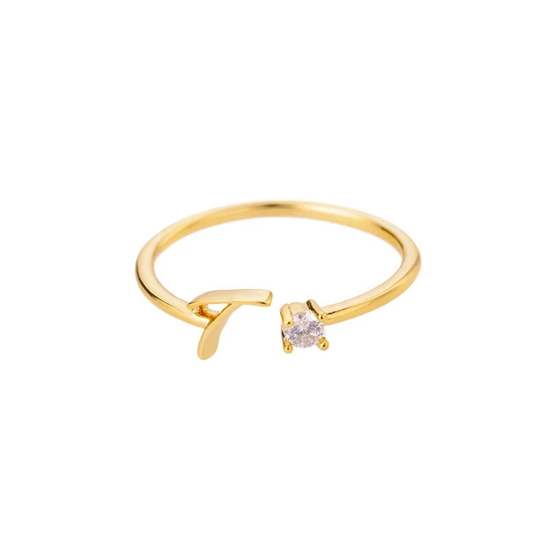 Thin personalized women's ring with initial t