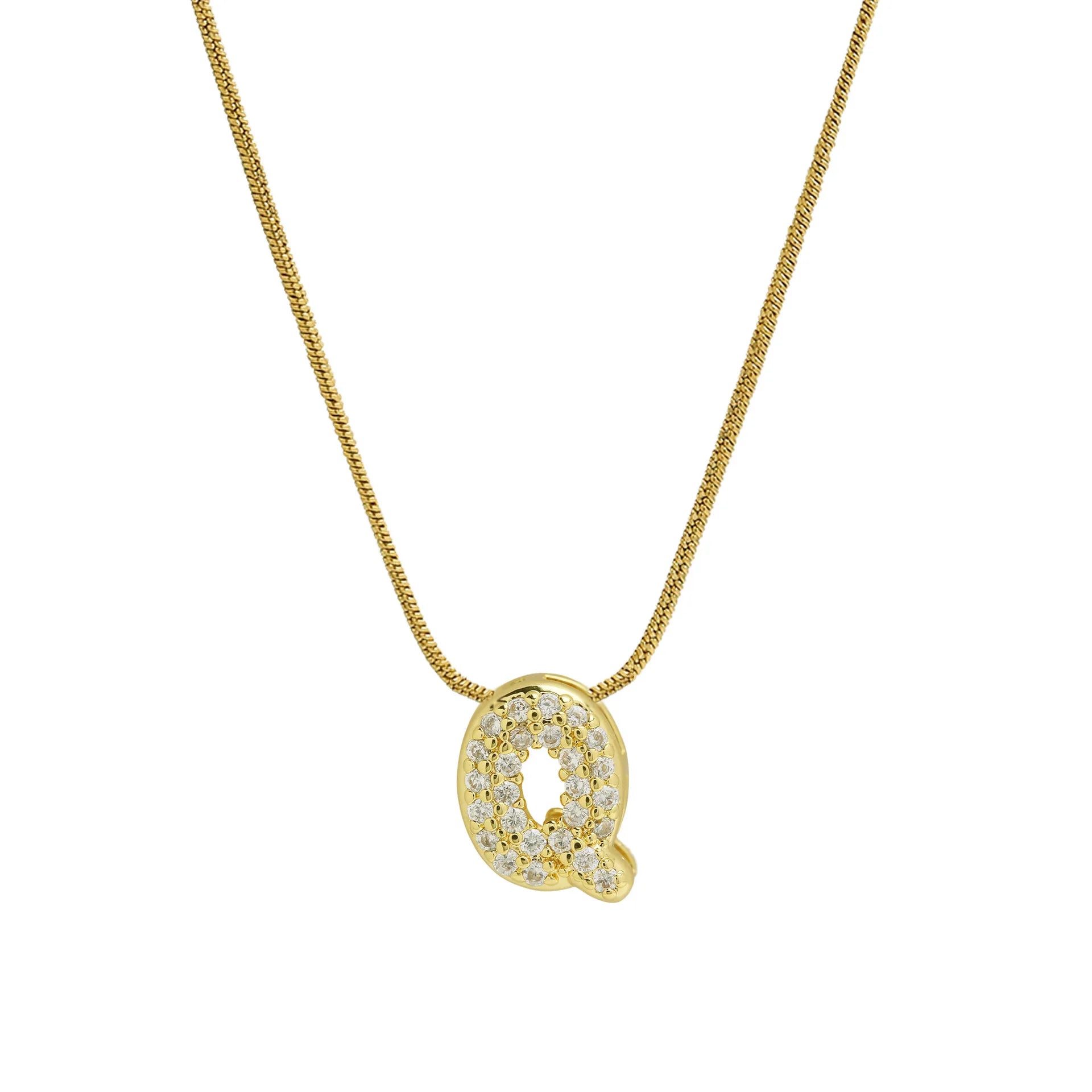 Rhinestone initial pendant necklace q
