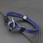 Black double-anchor bracelet navy blue