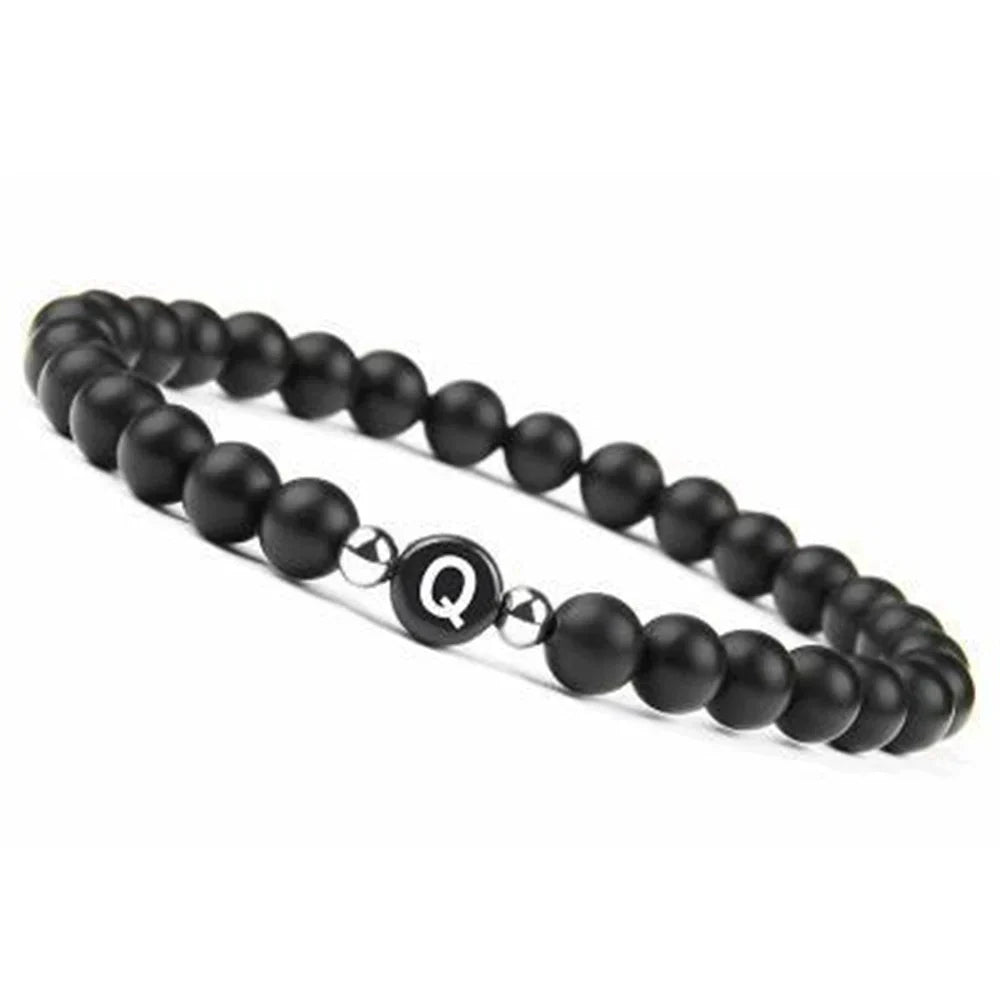 Black initial bracelet q