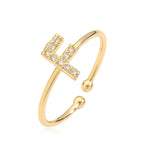 Personalized adjustable ring with initial f