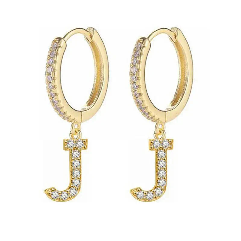 Women's initial hoop earrings j