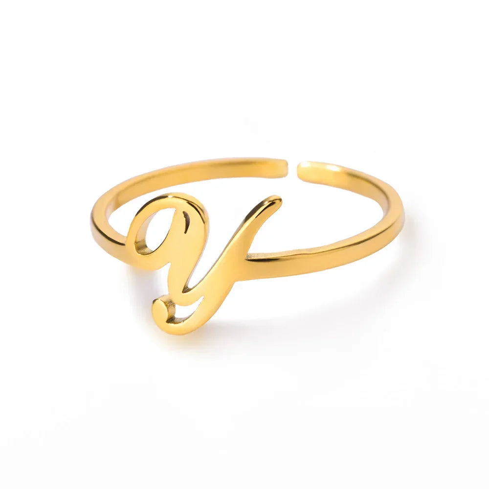 Personalized fine ring with initial Y