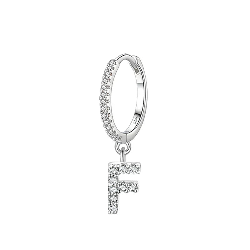 Hoop earrings with initial f