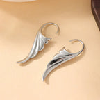 Silver women's angel wing dangle earrings
