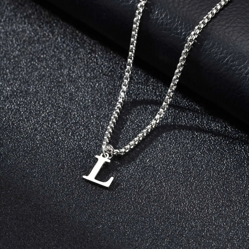 Men's necklace with initial pendant l
