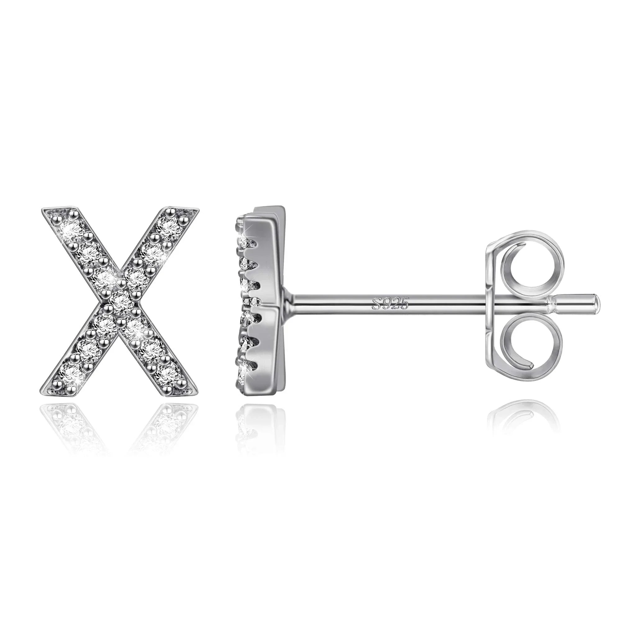 Silver initial earrings x
