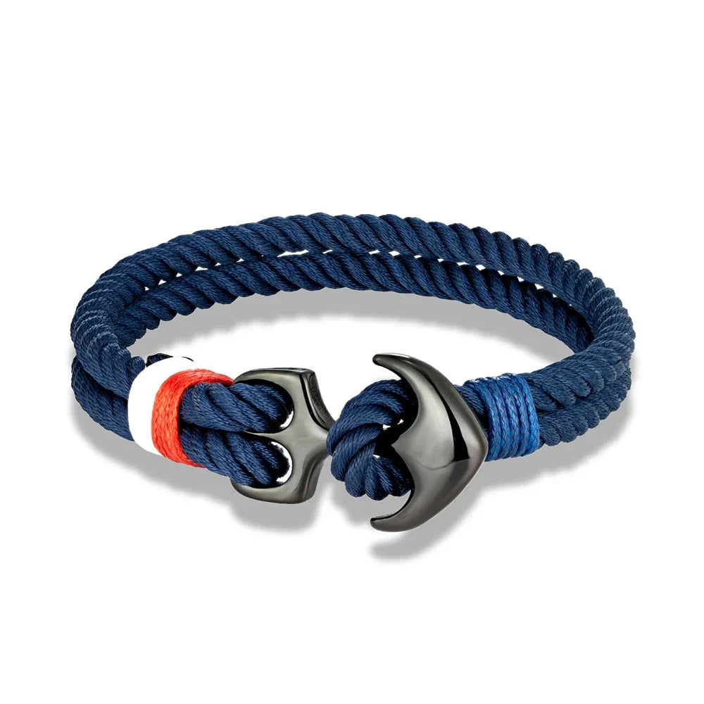 Blue double anchor bracelet