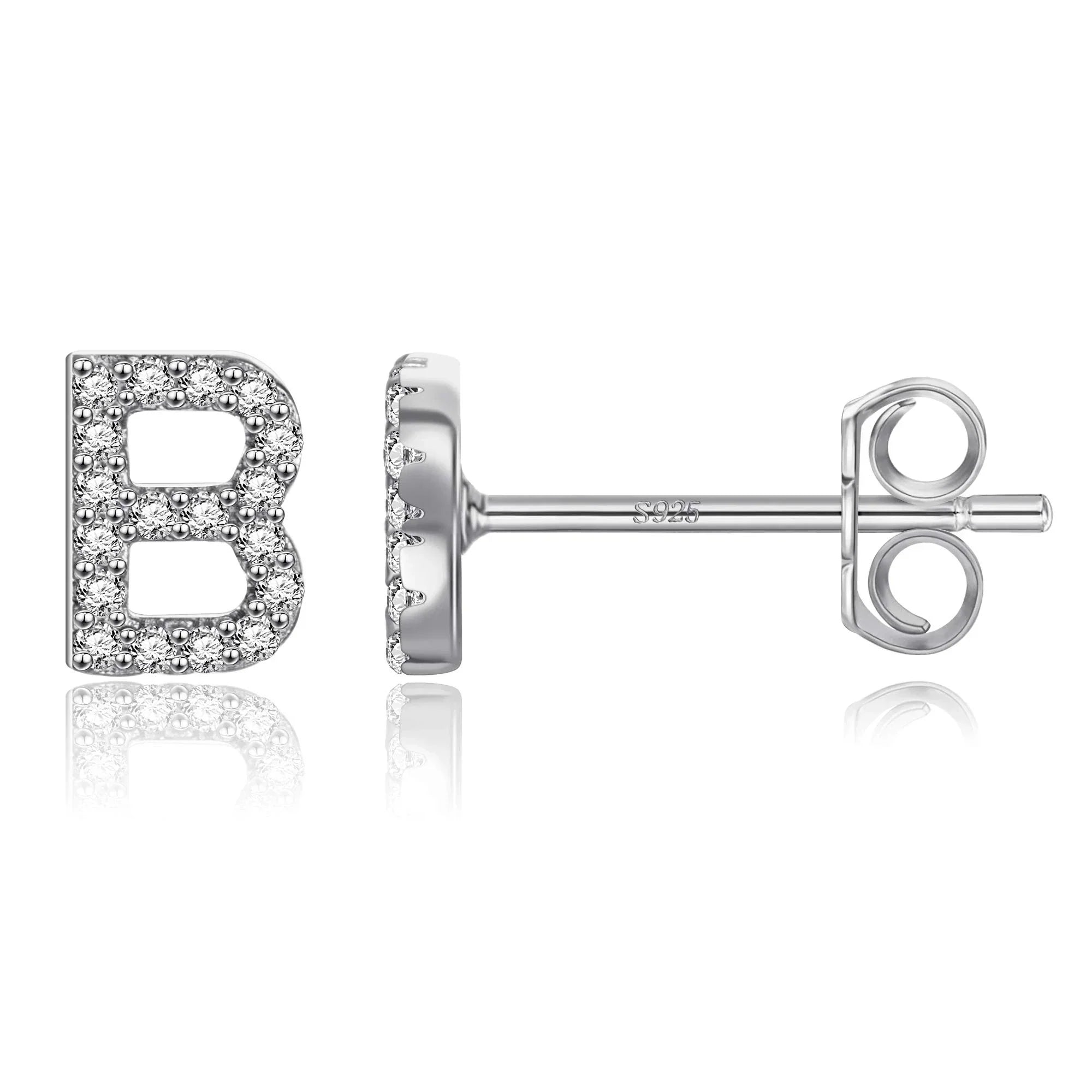 Silver initial earrings b