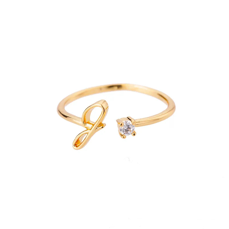 Thin personalized women's ring with initial j