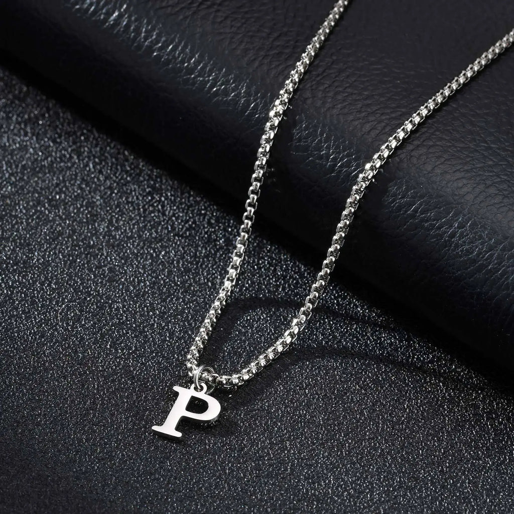 Men's necklace with initial pendant p