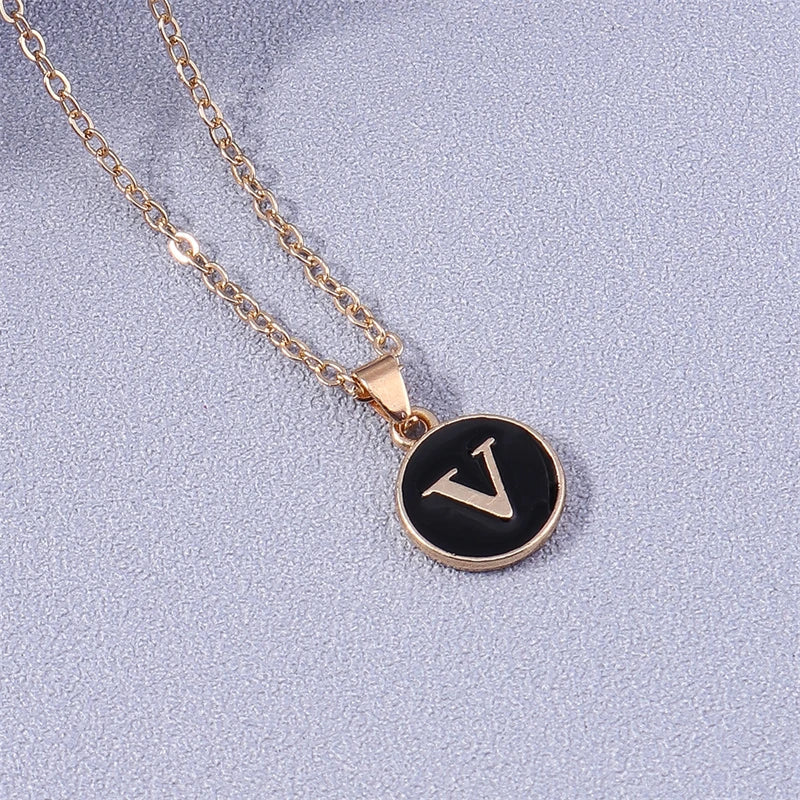 Colorful initial pendant necklace v
