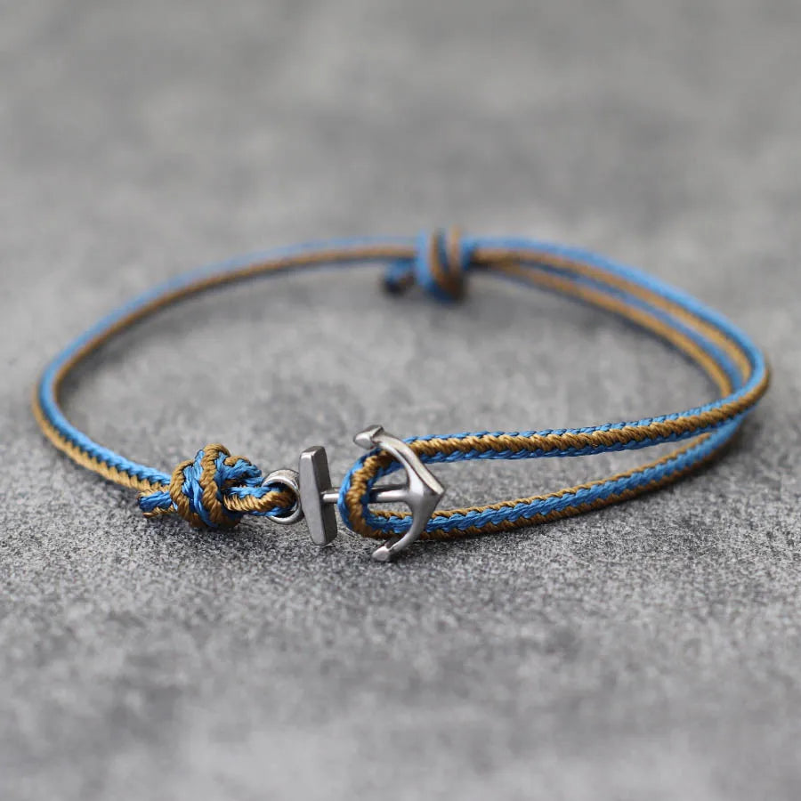 Blue marine anchor bracelet
