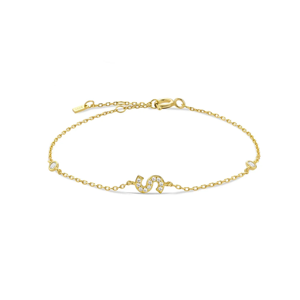 Bracelet with gold rhinestone initial s