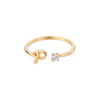 Thin personalized women's ring with initial p