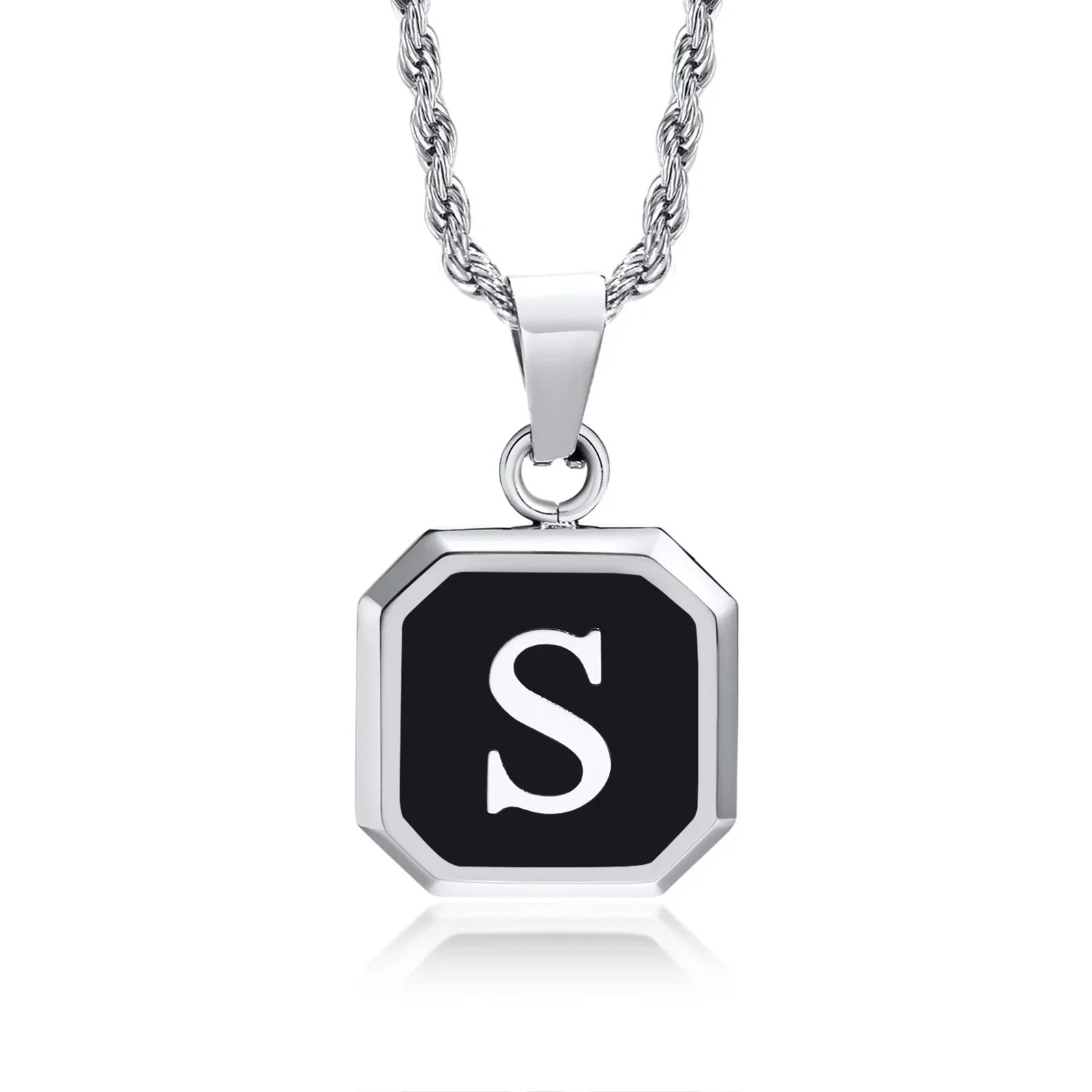 Men's necklace with hexagonal initial pendant s
