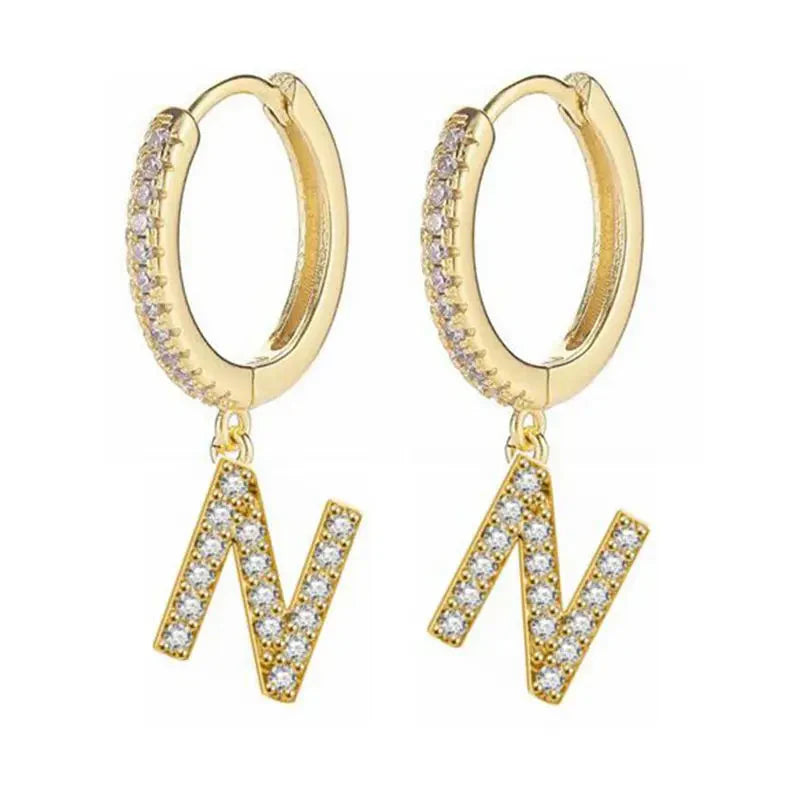 Women's initial hoop earrings n