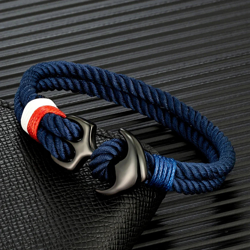 Blue double anchor bracelet