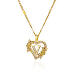 Necklace with initial and heart pendant v