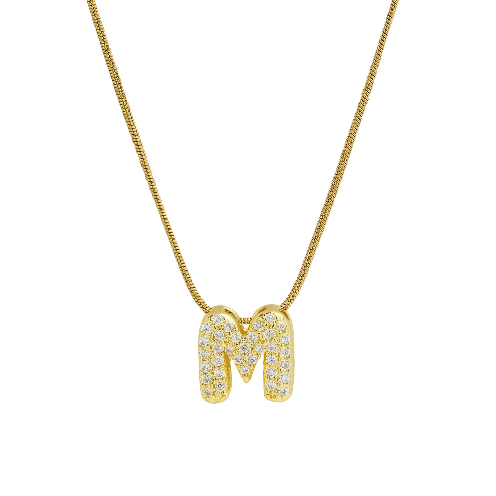 Rhinestone initial pendant necklace m