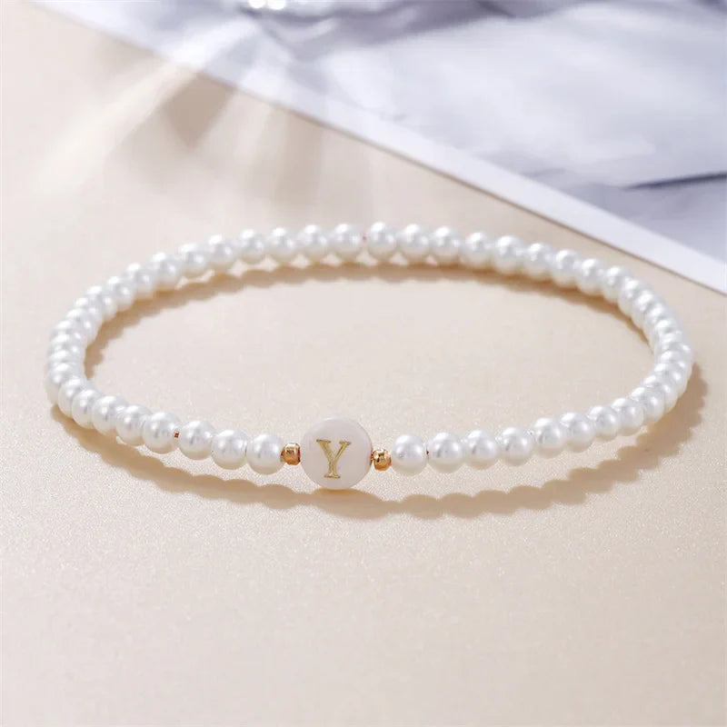 White bracelet initial Y