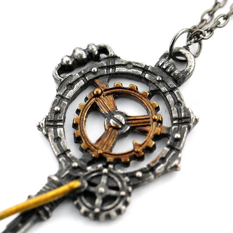 Necklace with gear key pendant