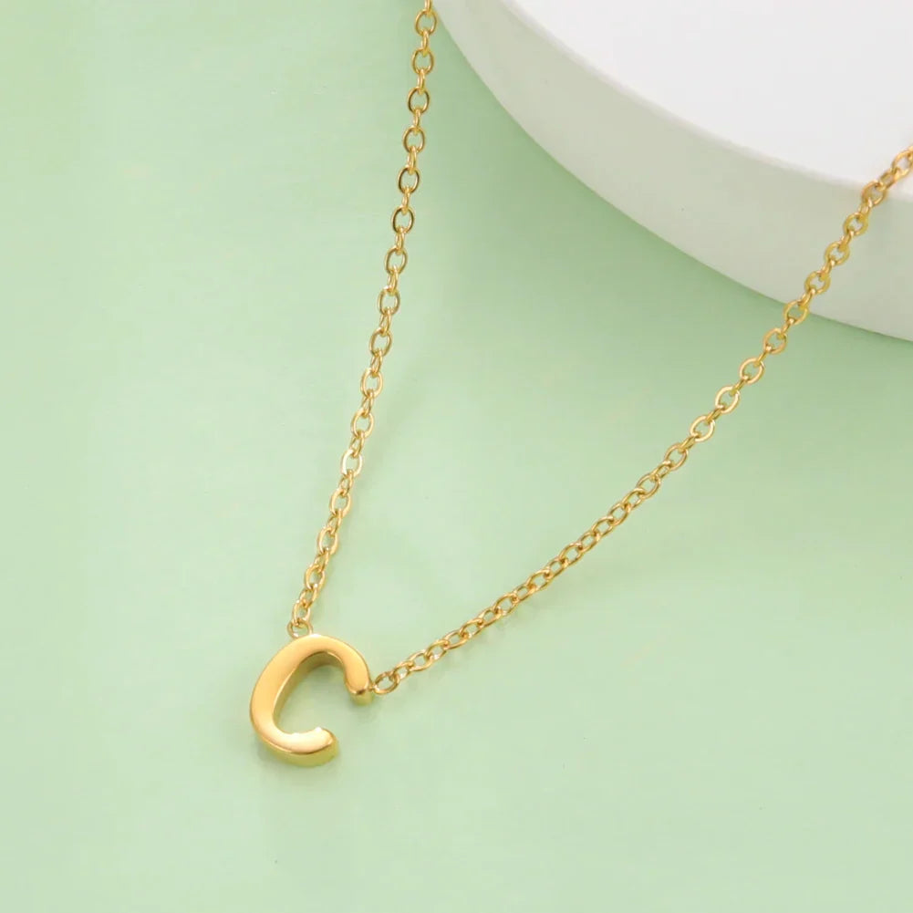Necklace with initial pendant - letter