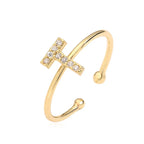 Personalized adjustable ring with initial t