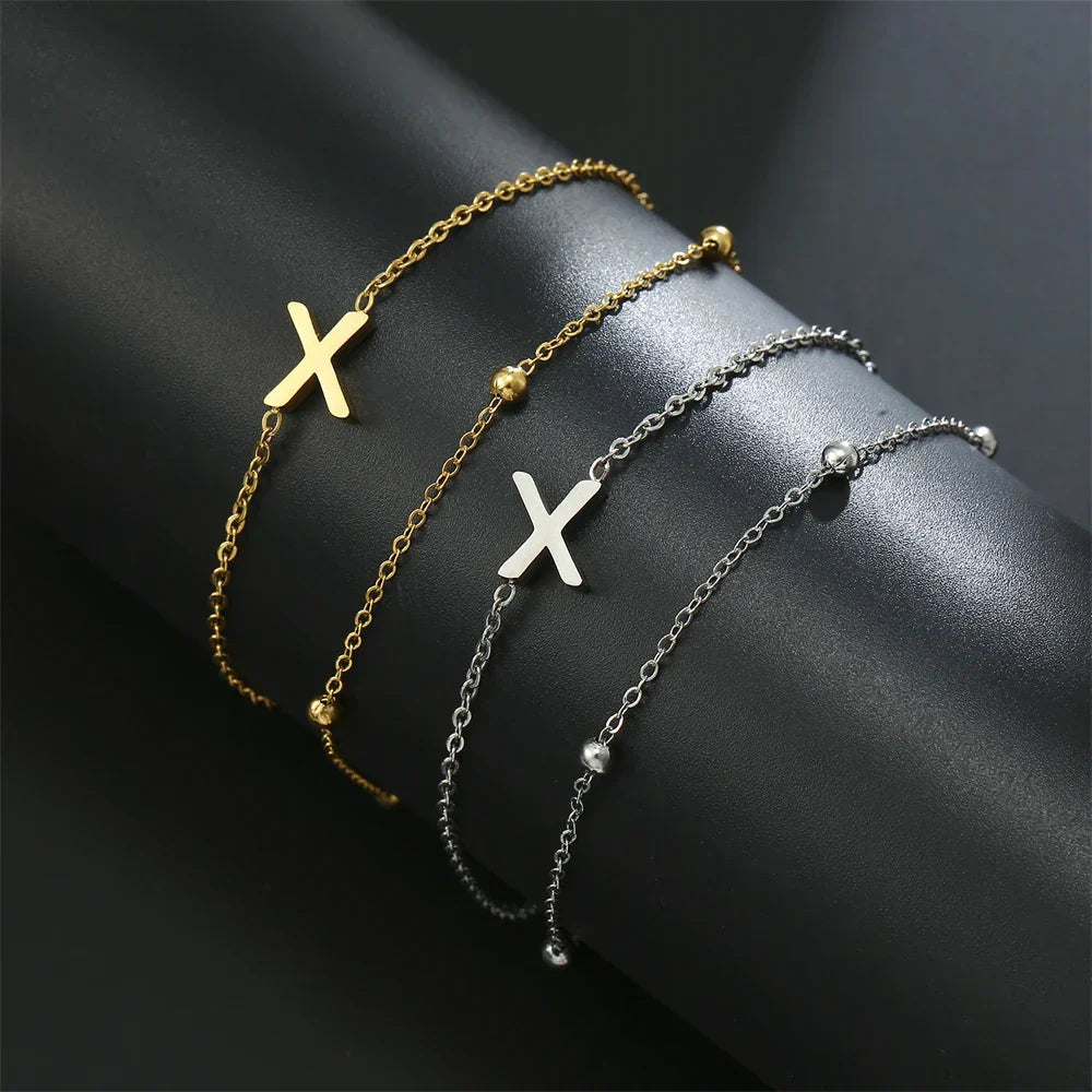 Double initial bracelet in gold and silver  x