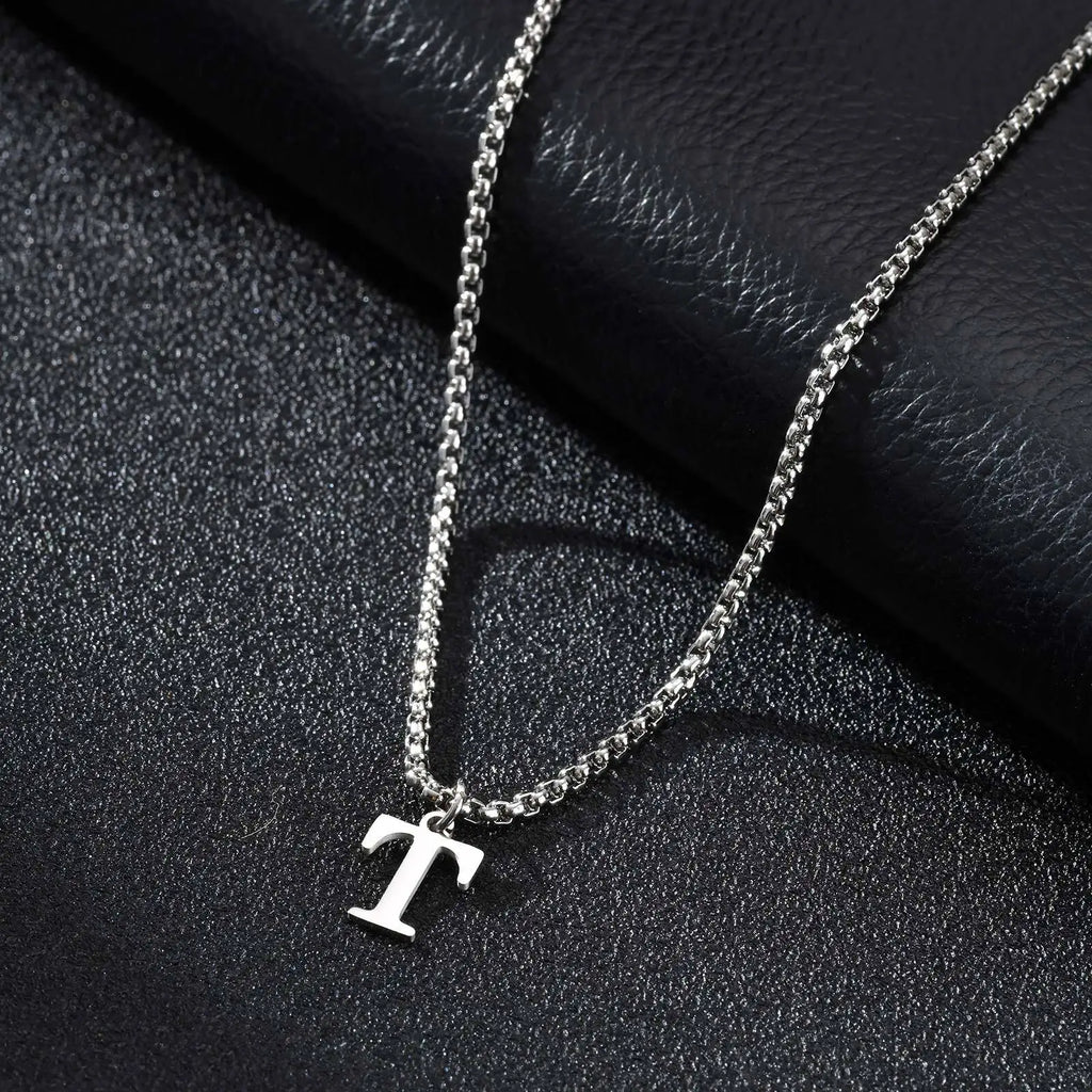 Men's necklace with initial pendant t