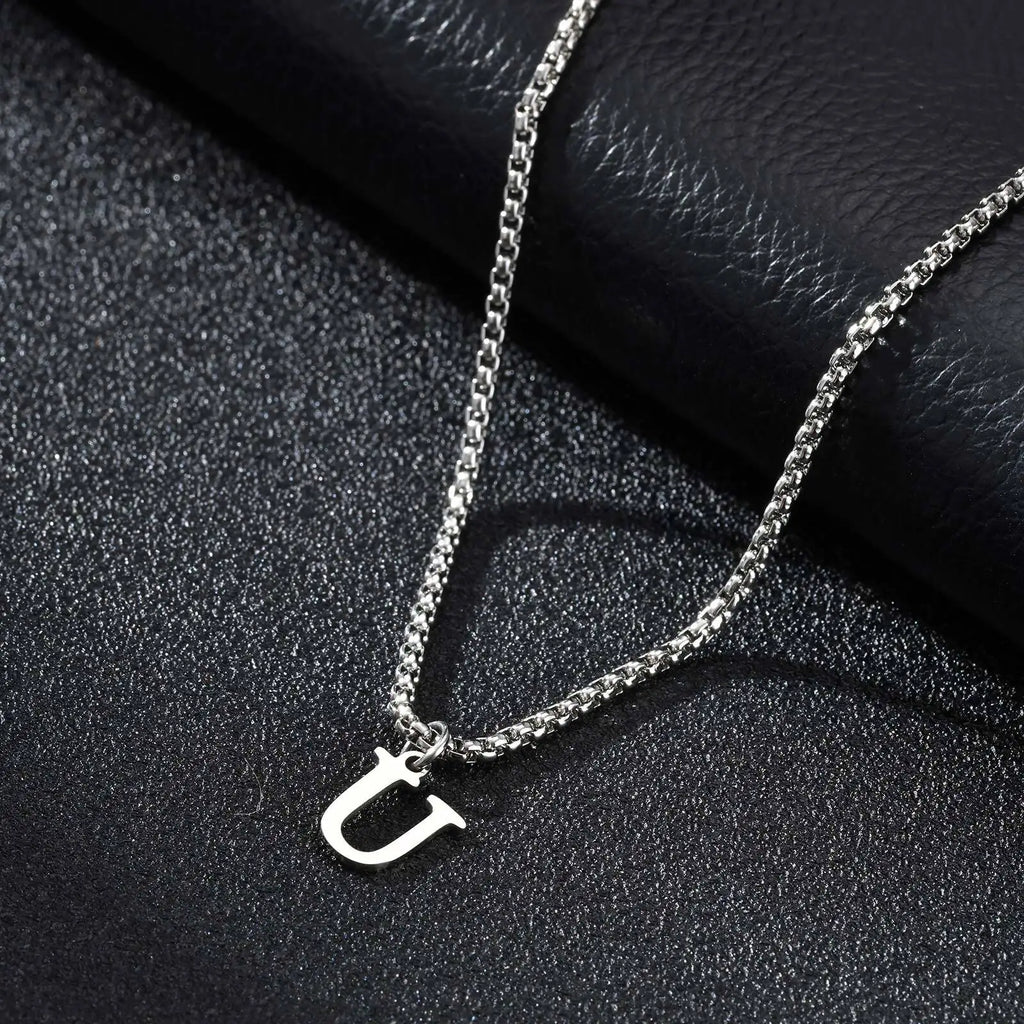 Men's necklace with initial pendant u