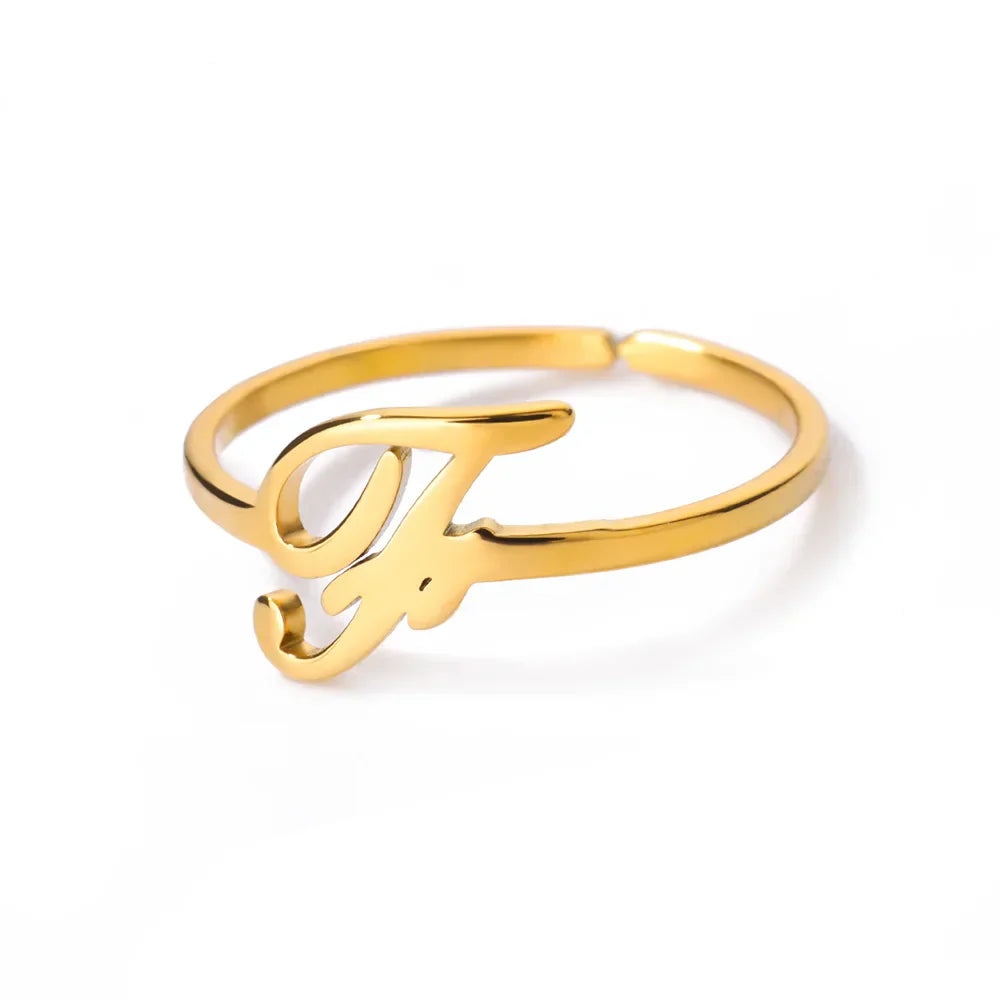 Personalized fine ring with initial F