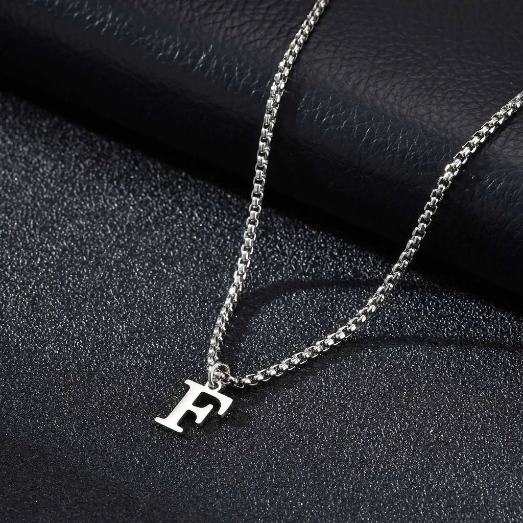 Men's necklace with initial pendant f